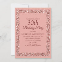 Elegant Pink Glitter Sparkle Women 30th Birthday