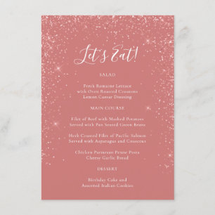 Elegant Pink Glitter Special Occasion Menu
