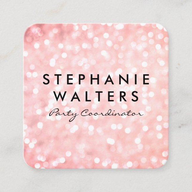 Elegant Pink Glitter Square Business Card (Front)