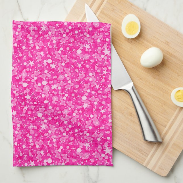 Elegant Pink Glitter Tea Towel (Quarter Fold)