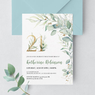 Elegant Pink & Gold 21st Birthday Invitation