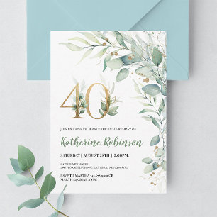 Elegant Pink Gold 40th Birthday Invitation
