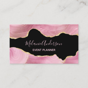 Elegant Pink Gold Agate Business Card
