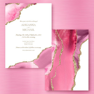 Elegant Pink Gold Agate Wedding Invitation
