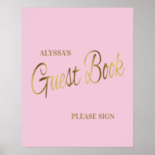 Elegant Pink Gold Baby Shower Guestbook