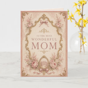 Elegant Pink & Gold Birthday Card for Mom