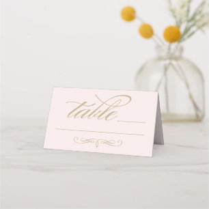 Elegant Pink Gold Calligraphy Script Wedding Place Card