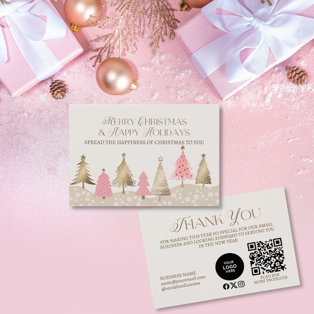 Elegant Pink Gold Christmas Business Thank You  (Creator Uploaded)