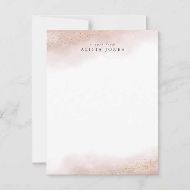 Elegant Pink Gold Cloud Personalised Card (Front)