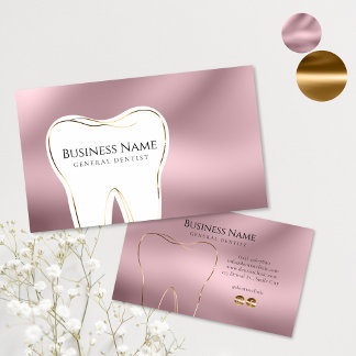 Elegant Pink & Gold Dentist Business Card Design