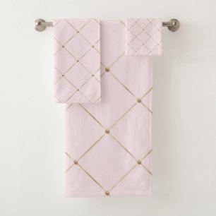 ELEGANT PINK GOLD DIAMOND BATHROOM TOWEL SET