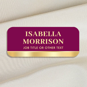 Elegant Pink Gold Employee Magnetic or Pin Custom Name Tag