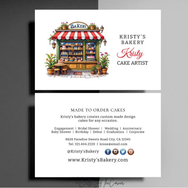 Elegant Pink Gold Floral Cake Bakery Business Card (Creator Uploaded)