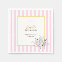 Elegant Pink Gold Floral Christening