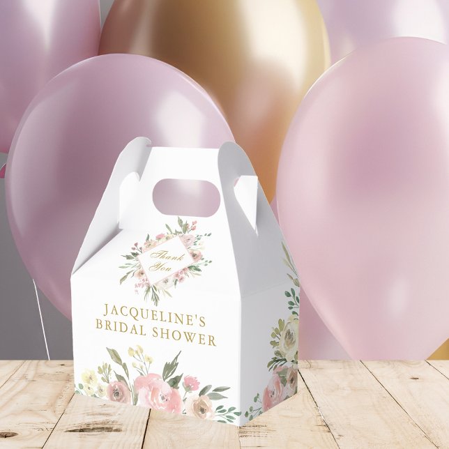 Elegant Pink Gold Floral Garden Bridal Shower Favour Box (Creator Uploaded)