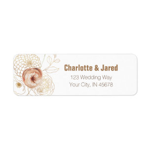 Elegant Pink Gold Floral Return Address Label