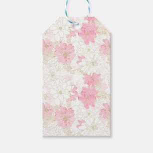 Elegant Pink & Gold Floral Watercolor Paint Gift Tags