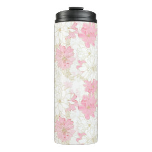Elegant Pink & Gold Floral Watercolor Paint Thermal Tumbler