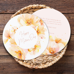 Elegant Pink Gold Flowers Mother's Day Holiday Card