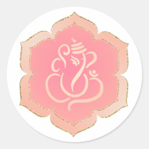 Elegant Pink Gold Ganesh/ Indian God  Classic Roun Round Sticker