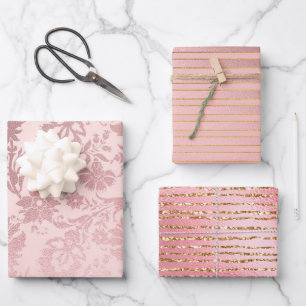 Elegant Pink Gold Glam Luxury Wrapping Paper Sheet