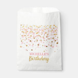 Elegant Pink Gold Glitter Confetti Birthday Favour Bags