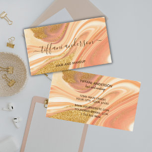 Elegant Pink Gold Glitter Marble Agate Business Card