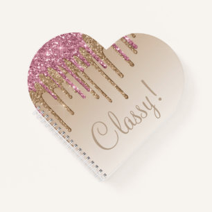 Elegant Pink Gold Glitter Script Classy Glam Ombré Notebook