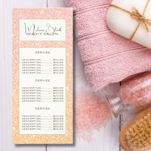 Elegant Pink Gold Glitter Sparkle Beauty Salon Spa Rack Card