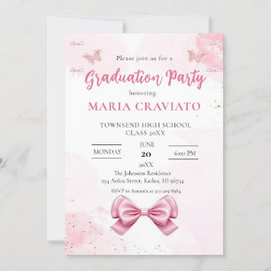 Elegant Pink & Gold Graduation Party Invitation