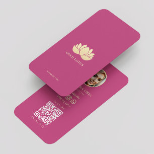 Elegant Pink Gold Lotus Aesthetician Aesthetic Business Card