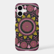 Elegant Pink Gold Mandala, Boho Zen Dot Art Flower