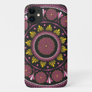 Elegant Pink Gold Mandala, Boho Zen Dot Art Flower Case-Mate iPhone Case