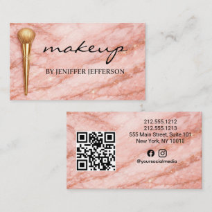 Elegant pink gold marble makeup artist business card