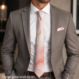 Elegant Pink Gold Marble Tie