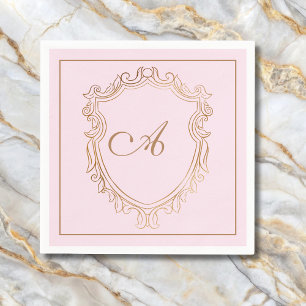 Elegant Pink Gold Monogram Initial  Napkin