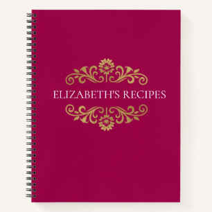 Elegant Pink Gold Monogram Recipe Cookbook Notebook