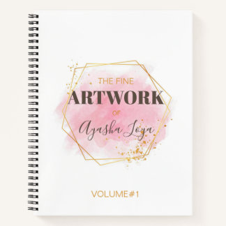 Elegant Pink Gold Personalised Artist Sketchbook  Notebook
