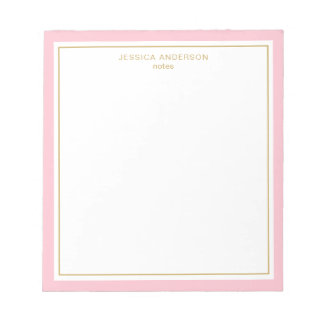 Elegant Pink Gold Personalised Notepad
