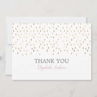 Elegant Pink & Gold Raindrops Bat Mitzvah Thank You Card