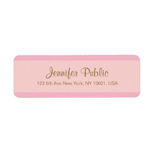 Elegant Pink Gold Script Template Return Address