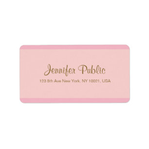 Elegant Pink Gold Script Trendy Template Address Label