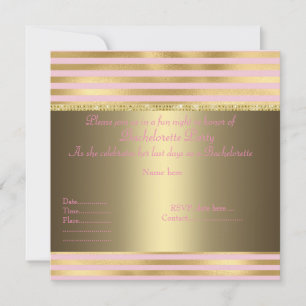 ELEGANT PINK gold stripe BACHELORETTE INVITATION