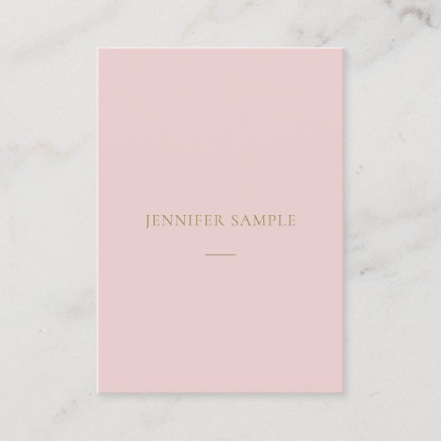 Elegant Pink Gold Text Simple Plain Professional Business Card (Front)
