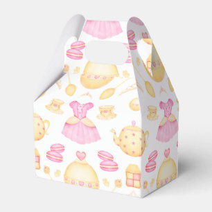 Elegant Pink & Gold Watercolour Princess Tea Party Favour Box