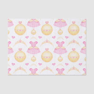 Elegant Pink & Gold Watercolour Princess Tiara Tissue Paper