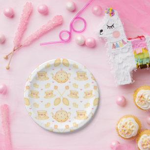 Elegant Pink & Gold Watercolour Tea Party Paper Plate