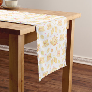 Elegant Pink & Gold Watercolour Tea Party Short Table Runner