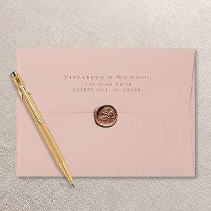 Elegant Pink Gold Wedding Return Address Envelope