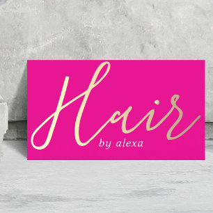 Elegant Pink Golden Bold Hair Stylist  Business Card